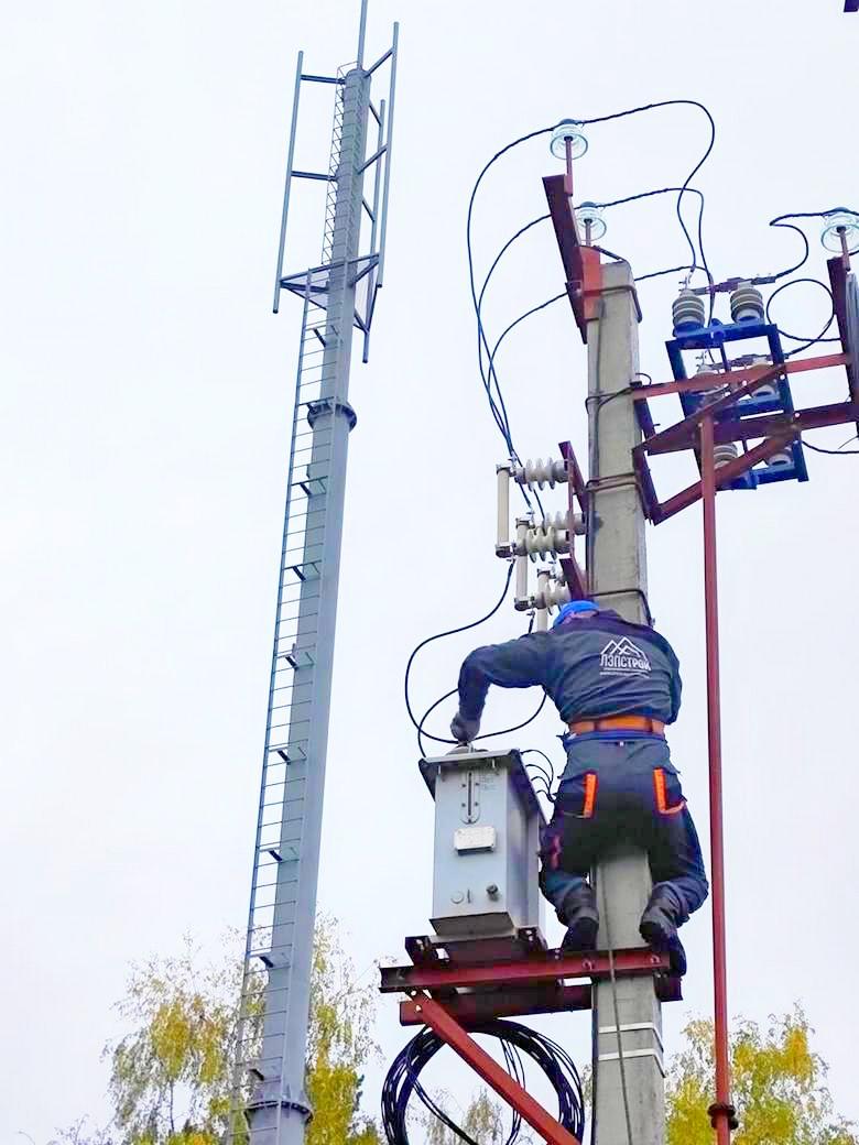 Монтаж СТП 10/0,4 кВ в п.Кольцово 17.08.23г.